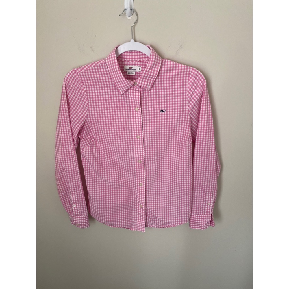 Vineyard Vines pink gingham‎ button down